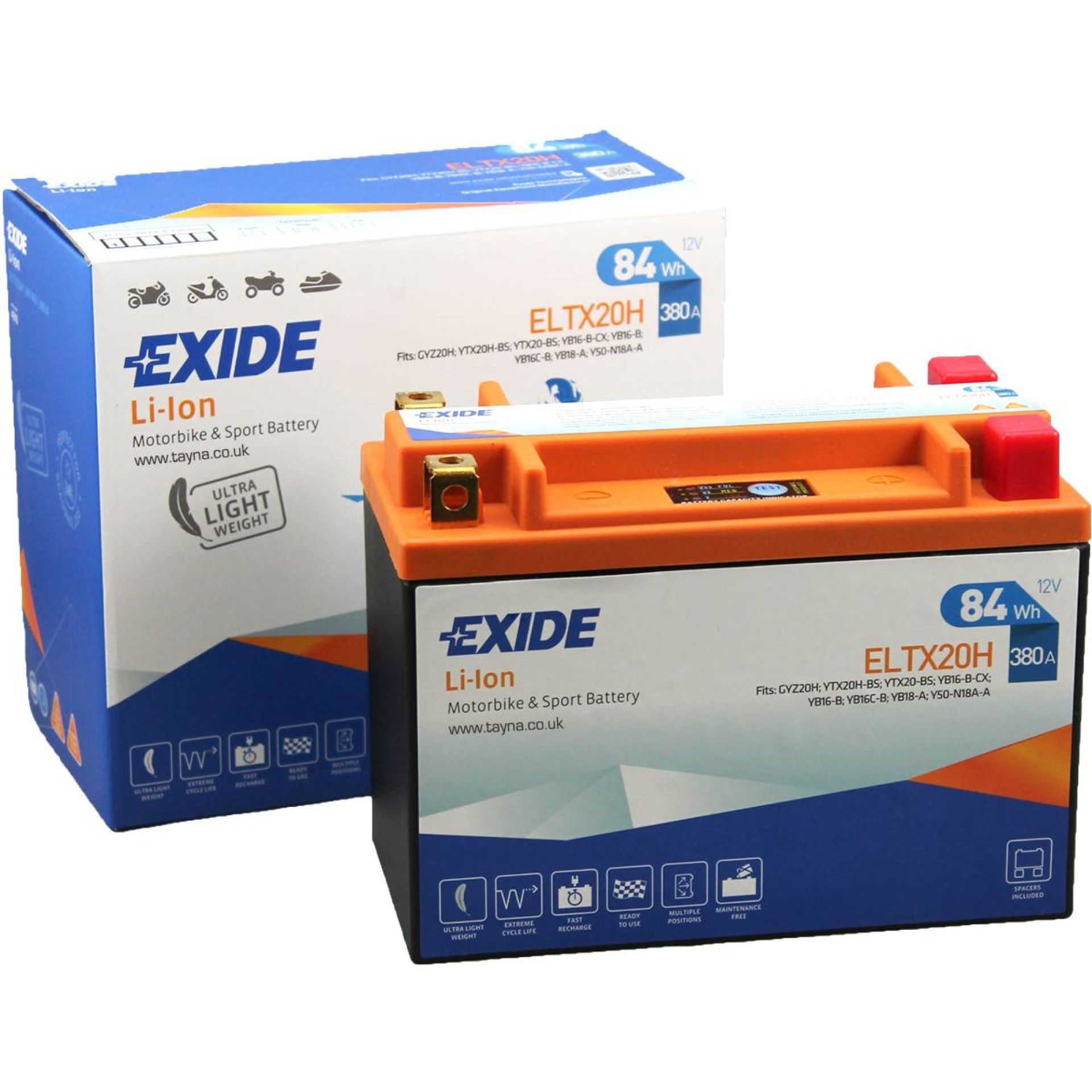 Baterie moto EXIDE Lithium 84 Wh si 380 A borne duble 150x87x130 mm