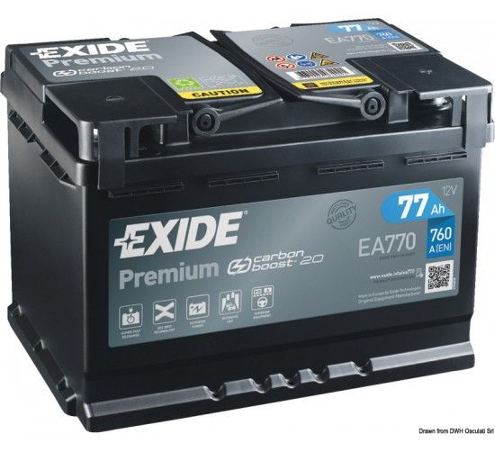 Baterie auto EXIDE 77 Ah 278x175x190 mm