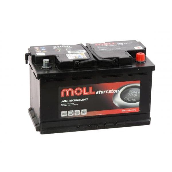 Baterie Auto MOLL Start Stop AGM (gel) 80 Ah