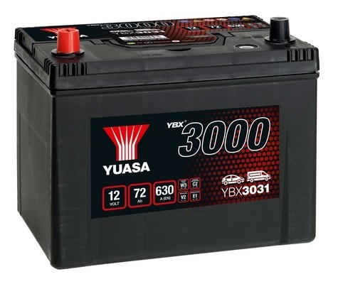 YUASA 3000 ASIA 72Ah 630A Borna Inversa (258x174x225) YBX3031