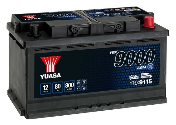 YUASA 9000 AGM 80Ah 800A (317x175x190) YBX9115