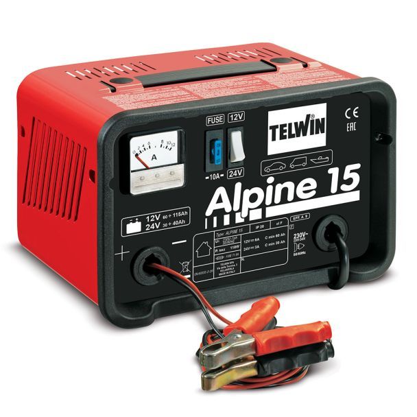 Redresor baterii Telwin ALPINE 15, tensiune încărcare 12/24 V, capacitate baterii Pb/START/STOP 60-115 Ah