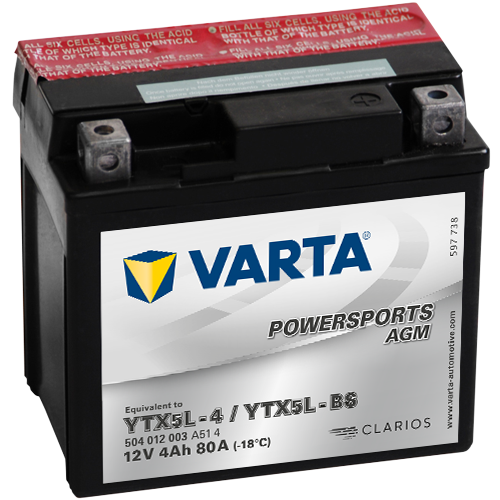 Baterie Motociclete VARTA Moto Gel 4 Ah 114x71x106 mm, YTX5L-BS, YTX5L-4