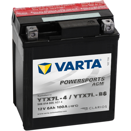 Baterie Motociclete VARTA Moto Gel 6 Ah dim: 114x71x131 mm, YTX7L-BS, YTX7L-4