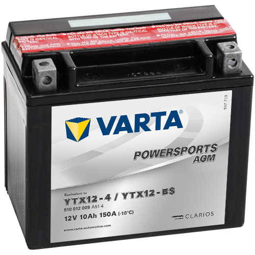 Baterie VARTA Motociclete Gel 10 Ah, dim: 152x88x131 mm, YTX12-BS, YTX12-4