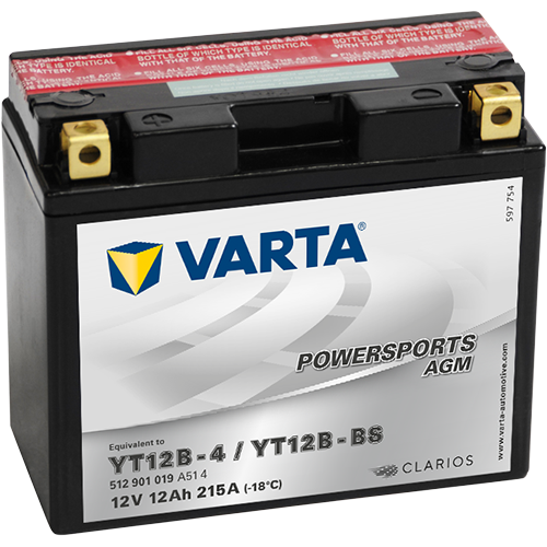 Baterie VARTA Motociclete Gel 12 Ah, dim: 151x70x131 mm, YT12B-4, YT12B-BS