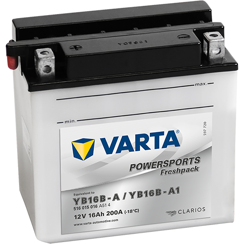 Baterie VARTA Motociclete cu acid 16 Ah, dim: 160x90x161 mm, borna + stanga, YB16B-A, YB16B-A1