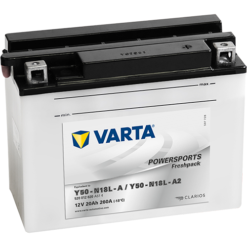 Baterie VARTA Motociclete cu acid 20 Ah, dim: 207x92x164 mm, Y50N18L-A, Y50N18L-A2